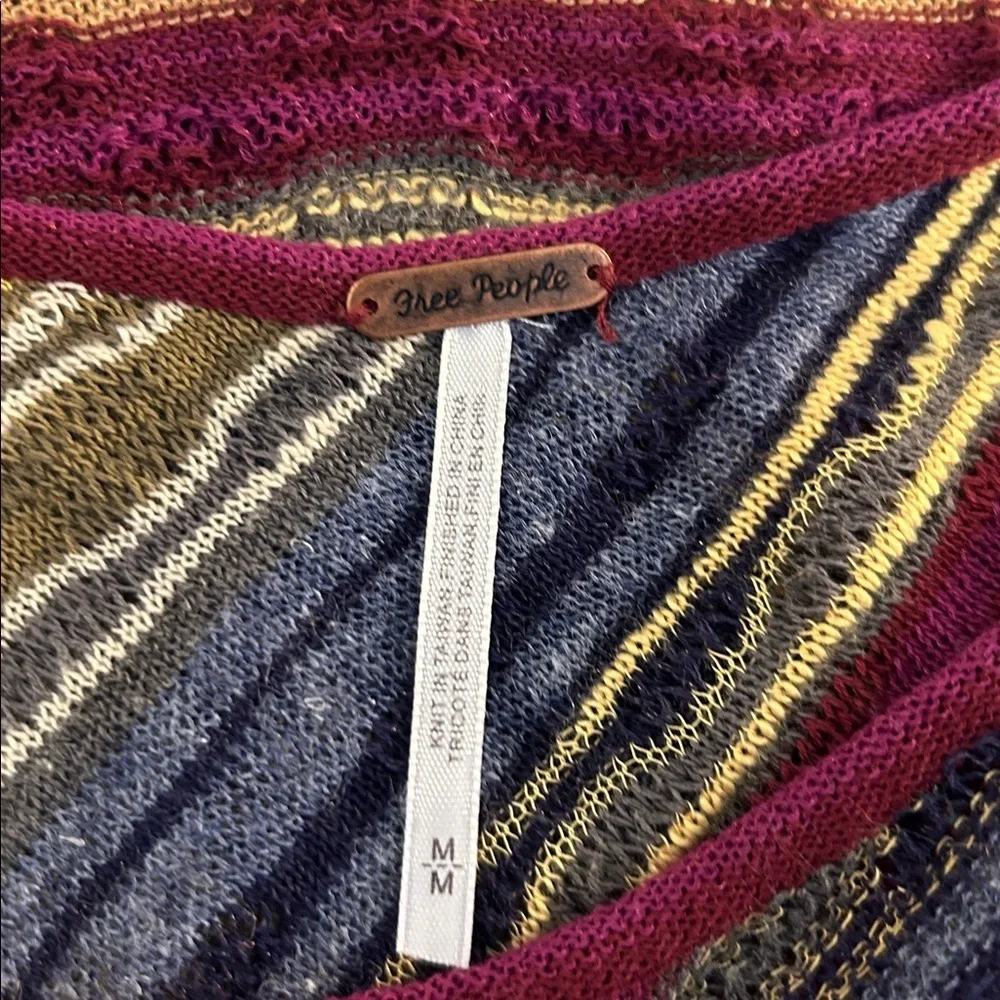 Free People Multi-Colored Knit Boho Indie Festival Folk Striped Top‎ Size Medium